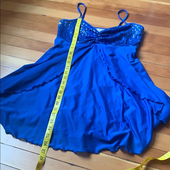 Royal Blue Sequinned Dance Performance Dress - Picture 9 of 11